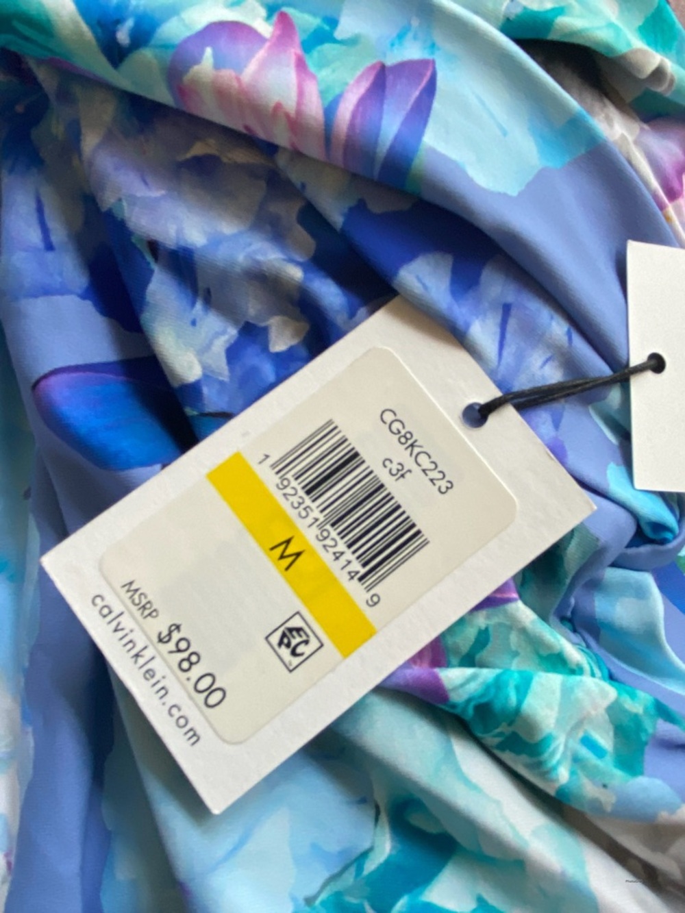 Calvin Klein Lavender Blue Floral Bandeau Tankini Top - Picture 4 of 5